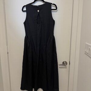 HOLLOW  OUT A LINE SLEEVELESS MIDI DRESS XL BLACK
